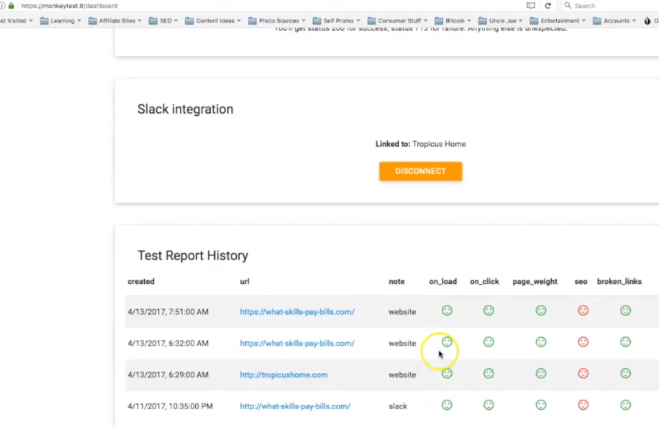 screenshot of Monkey Test It